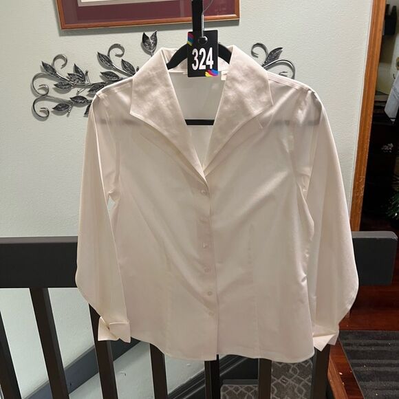 EUC Coldwater Creek Button-Up White Blouse Size Small (6-8) #324 - Picture 1 of 7